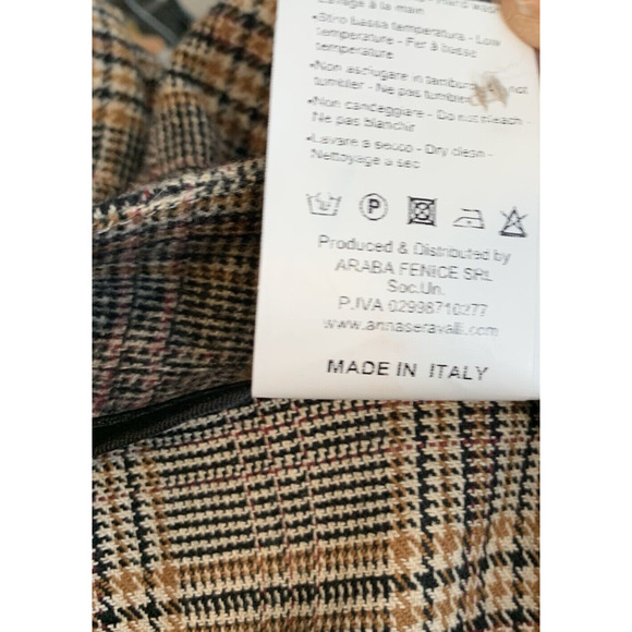 Anna Seravalli Italy Glen Plaid Button Fly Pants Stretch Flannel Trouser 44 - Picture 11 of 11
